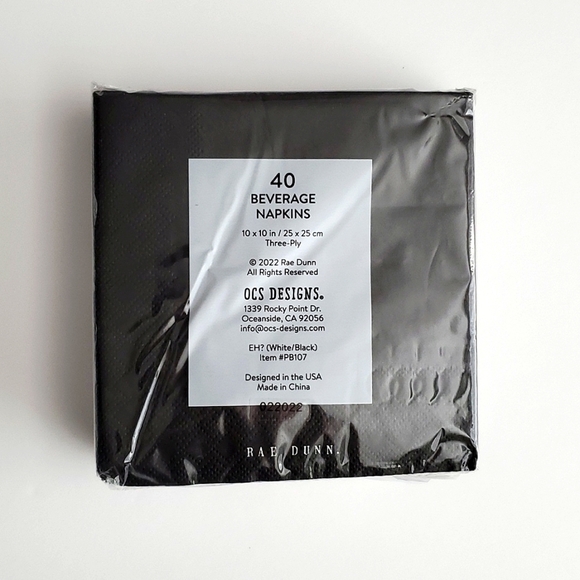 ⭐️3/ $30⭐️ Rae Dunn EH? Black  Beverage Napkins Large Letters 40 Pack - Picture 3 of 5